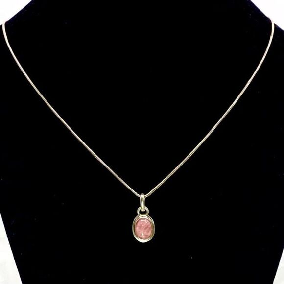 ALX Striking Sterling 925 Silver & Rose Quartz Necklace - Picture 1 of 8